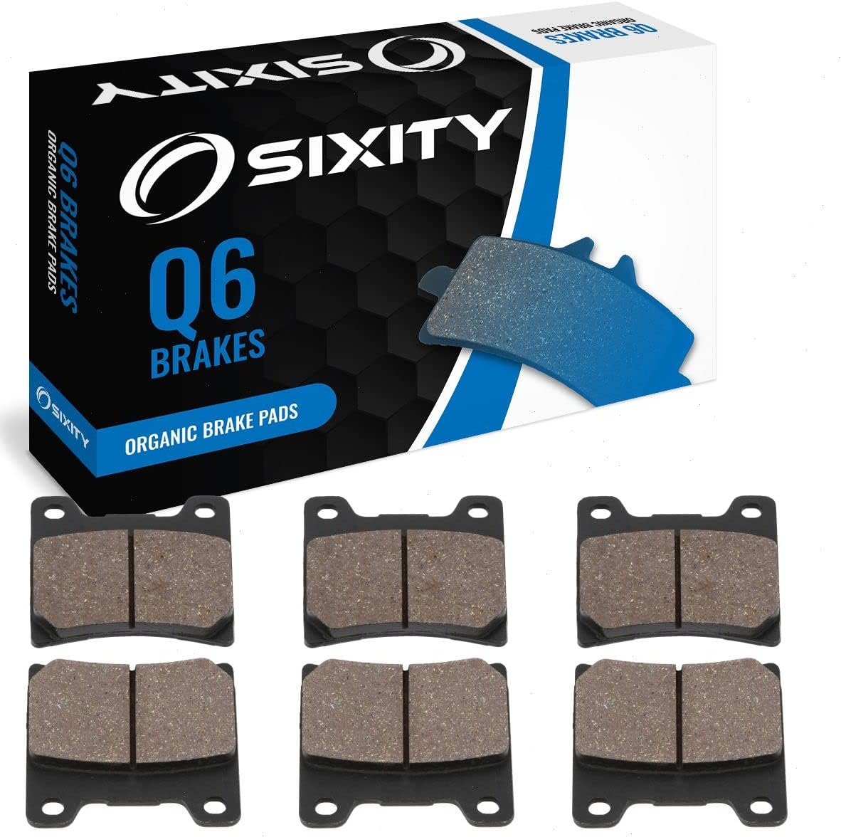 Sixity Q6 Front Rear Organic Brake Pads compatible with Yamaha XVZ1200D Venture Royale XVZ12 TDK DL DKC2 1983-1984 Complete Set
