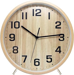 Wanduhr aus Holz, 25 cm, geräuschlos, für Wohnzimmer, Küche, modernes Design, Wanduhr, Quarz, zum Aufhängen, analog (Holz)