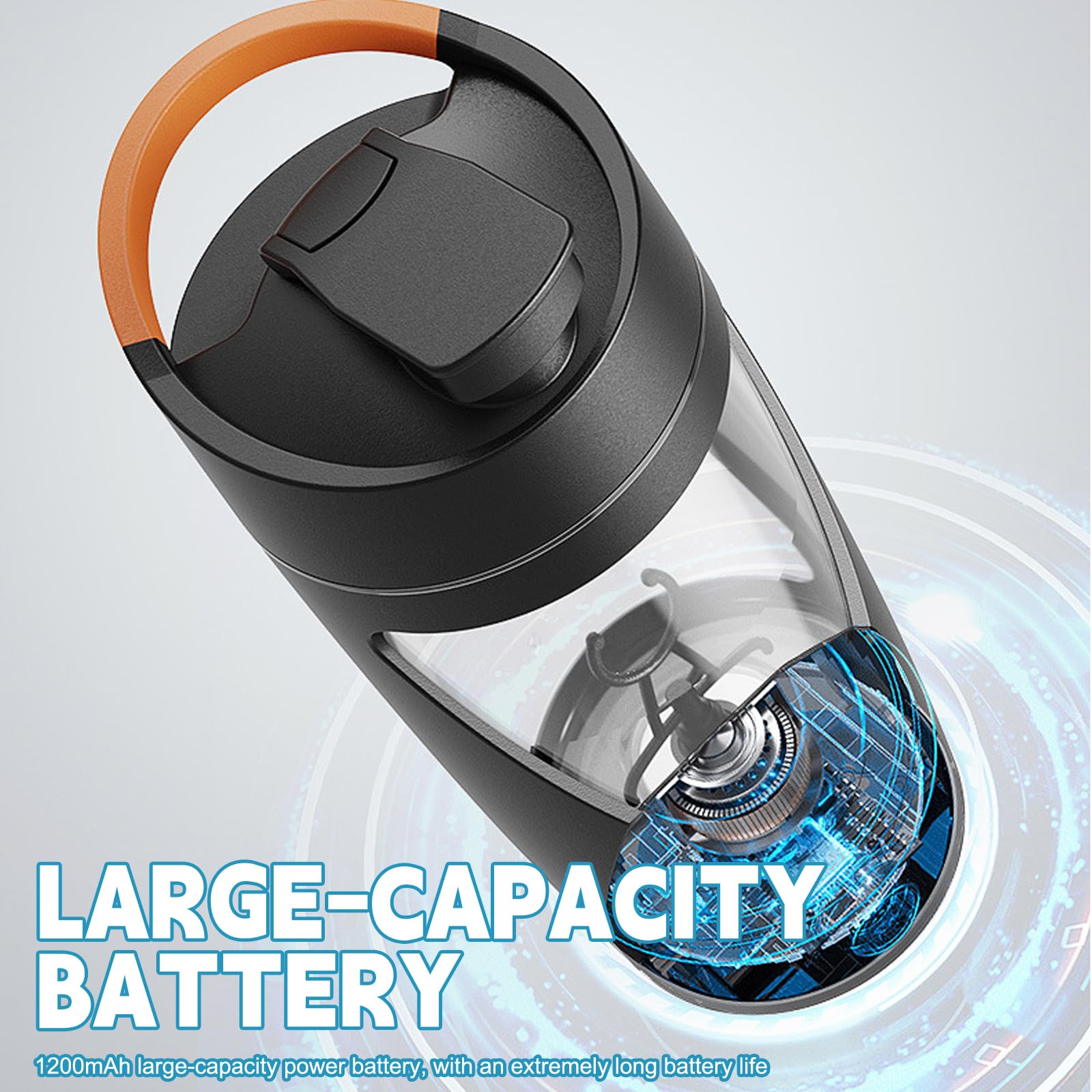 Shaker électrique, 700 ml avec compartiment à poudre, rechargeable par USB, mélangeur de protéines automatique avec brosse, noir