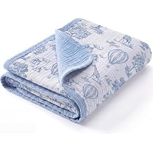 Breling Blue Elephant Muslin Baby Blanket for Girl Boy 40x36 Inch