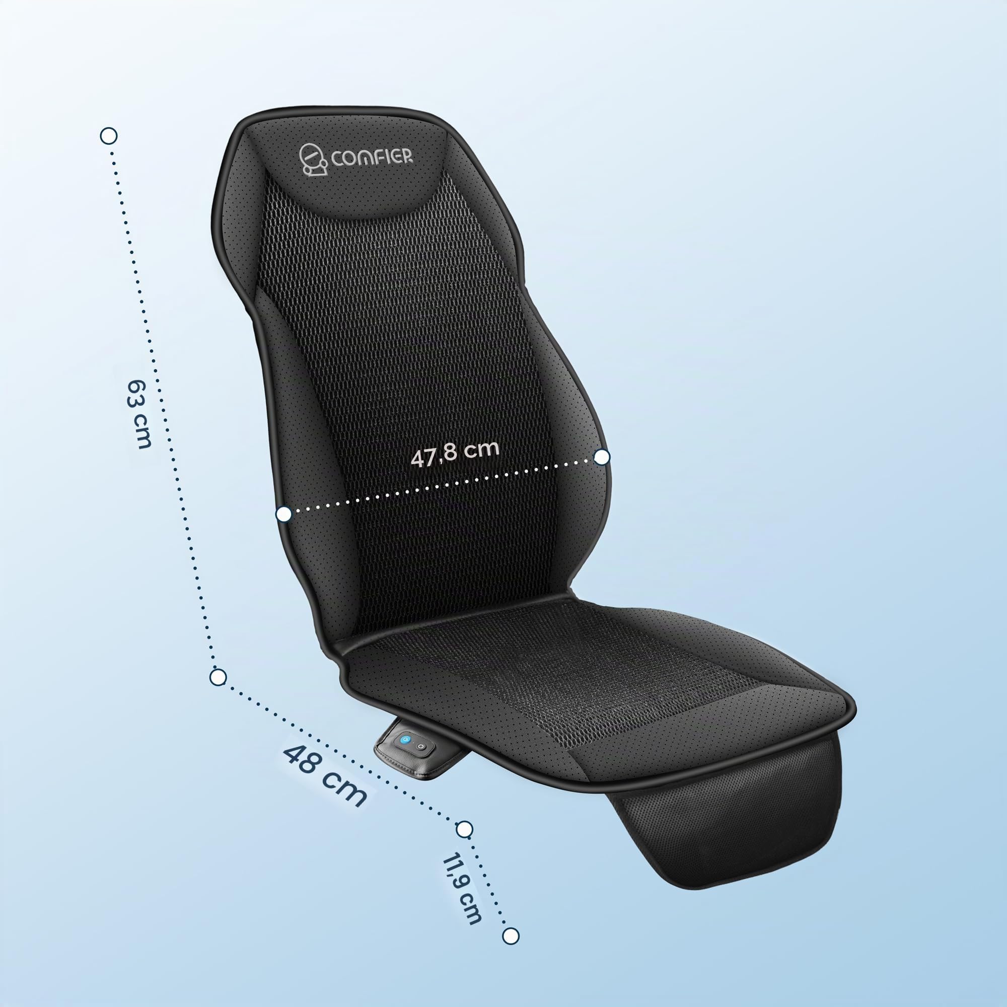 COMFIER Coussin de siège Auto rafraîchissant 12V, Housse de siège ventilée pour siège Avant, température réglable, Ajustement Universel pour Voiture, Camion et SUV, Noir