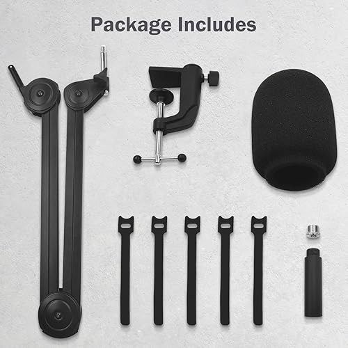 Miniatura 7 de Soporte de brazo de micrófono Boom para SM7B con filtro pop SM7B, soporte de escritorio de suspensión ajustable mejorado con tubo de extensión para