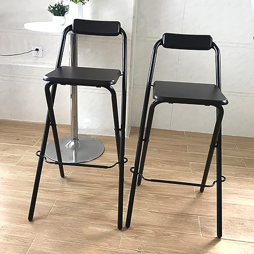 Miniatura 6 de Home Taburete plegable – Taburete alto de barra de 27/29 pulgadas con respaldo, taburete de bar de metal de madera – Capacidad de 220 libras – 7