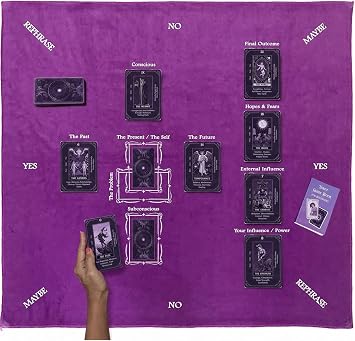 Purple Tarot Cards Deck with Guidebook & Velvet Reading Cloth | 78 Cards with Meanings on Them | Purple Designs | Celtic Cross Pendulum Mat | Tarot Pouch & Gift Box Perfect for Beginners & Ex