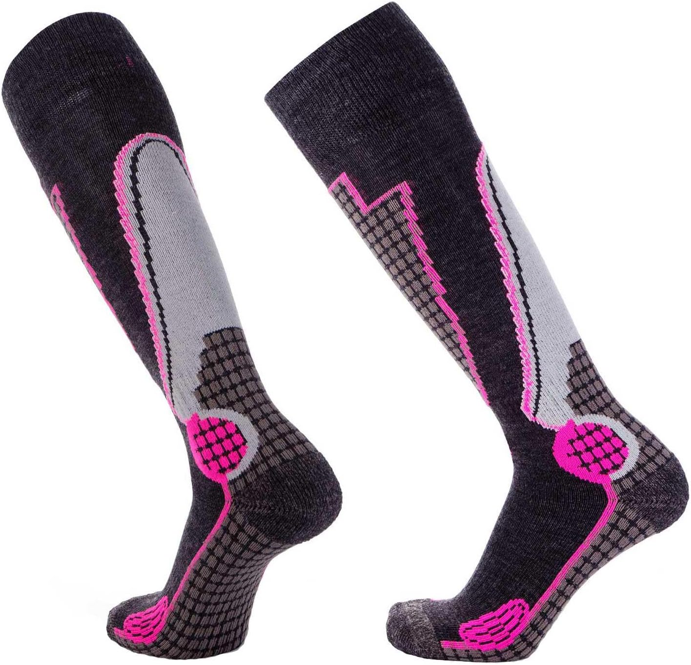 Pure Athlete High Performance Wool Ski Socks - Thermal Warm Merino Wool OTC Sock, Men Women