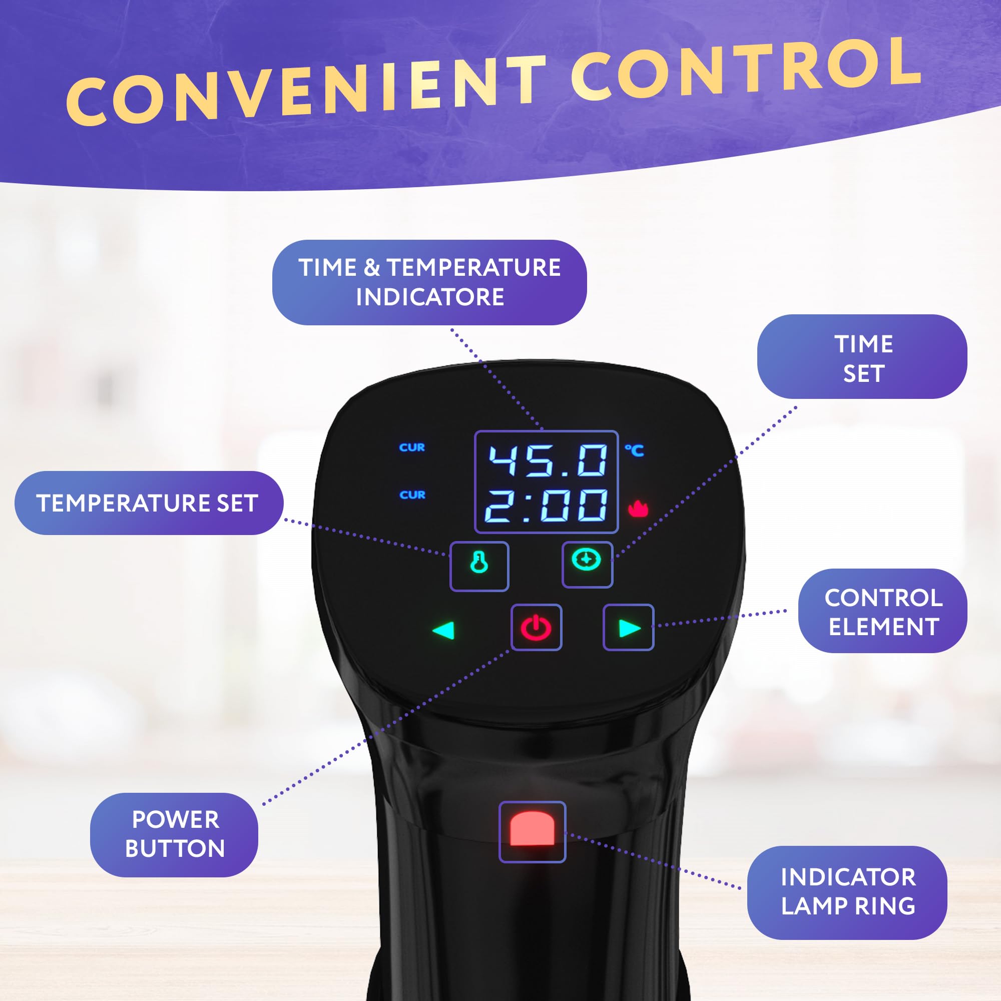 APQ Sous Vide Cooker 1100W, Circulador de inmersión térmica con receta y abrazadera ajustable, calentador Sous Vide con temperatura precisa y temporizador digital, acero inoxidable ultra silencioso