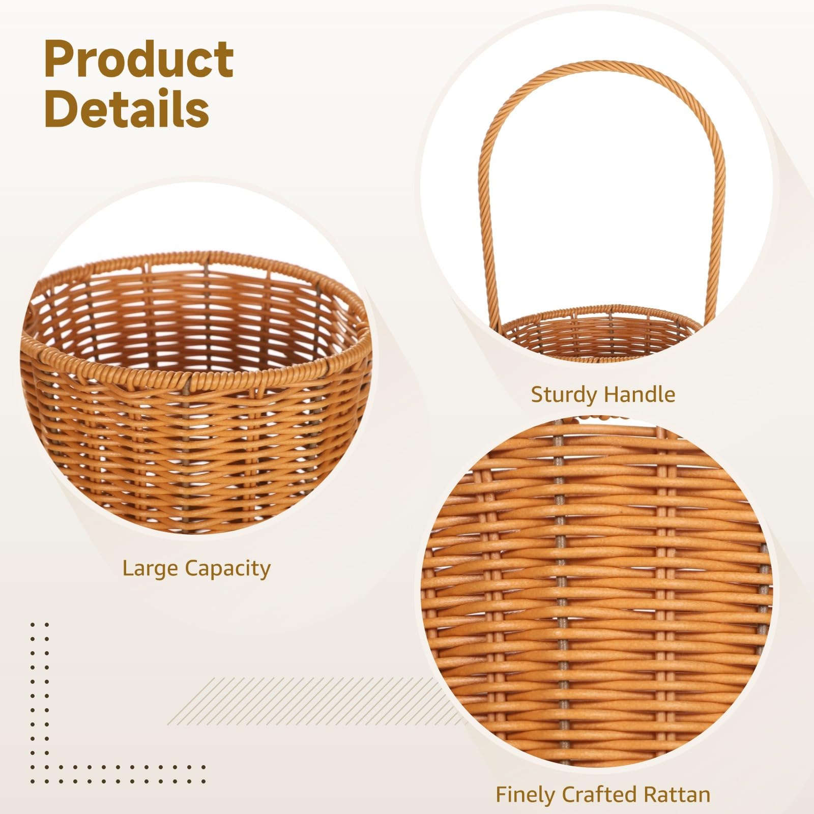 2 cestini per uova in rattan, piccoli e grandi, intrecciati a mano, con manici, perfetti per la raccolta delle uova e la conservazione delle uova, portatili e leggeri