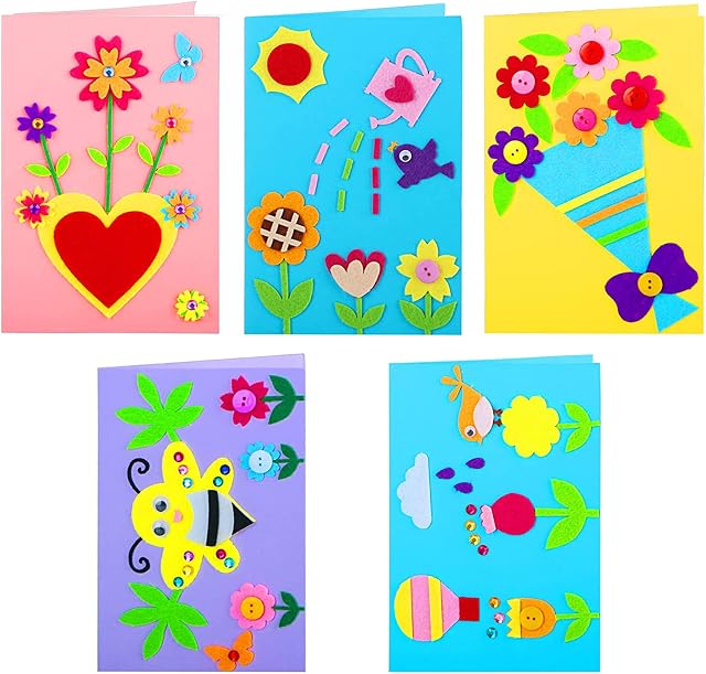 5pcs Card Making Kits, DIY Handmade Greeting Cards Flower Animal for Christmas Thanksgiving Teacher's Day Birthday Boys Girl