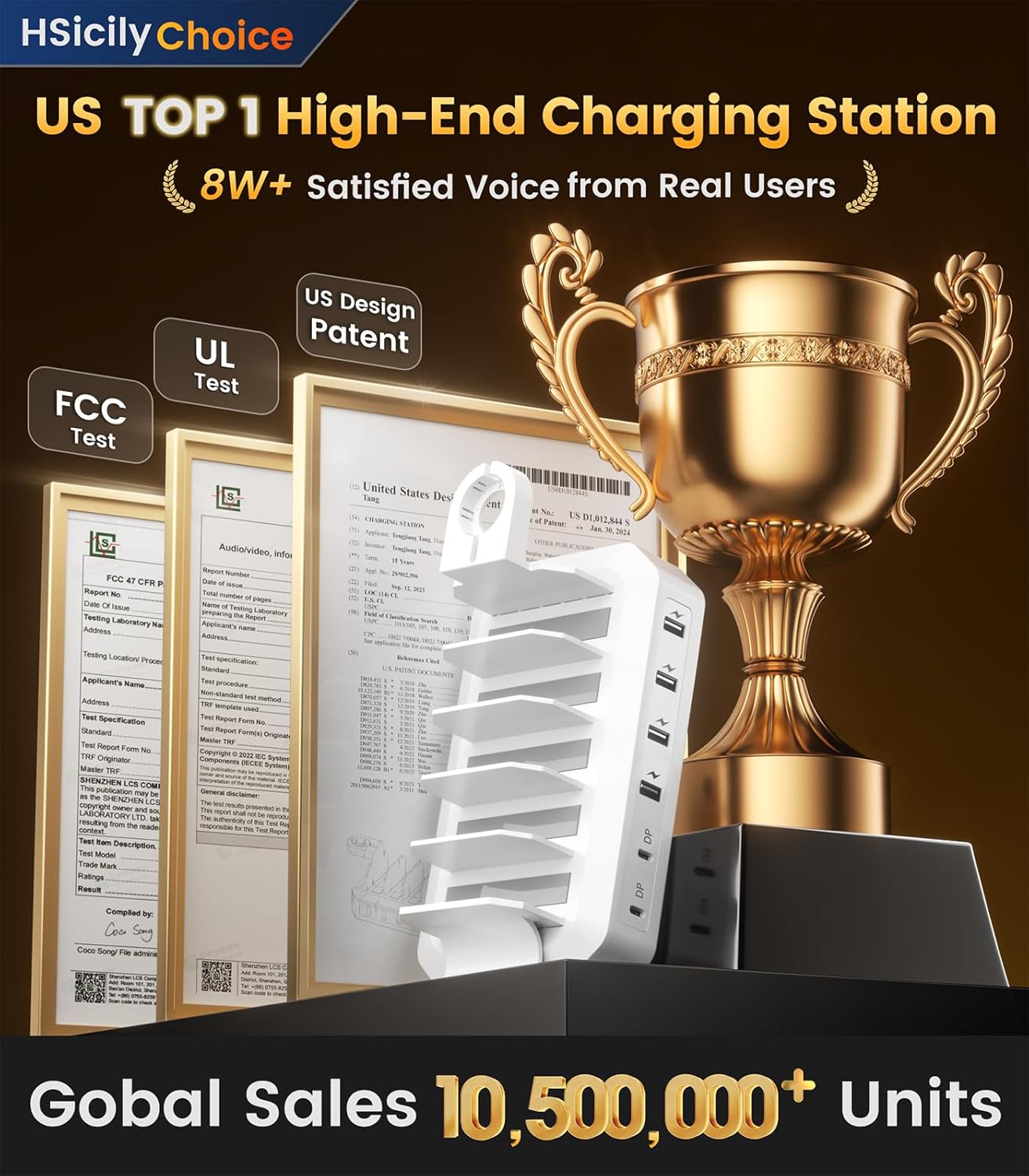 95W Fast Charging Station for Multiple Devices【UL & FCC Tested Safer Charging】 6-Port USB Charging Dock with 2 PD-Port, Compatible with iPhone/Android/MacBook/iPad/Tablet/Kindle/Apple Watch & More