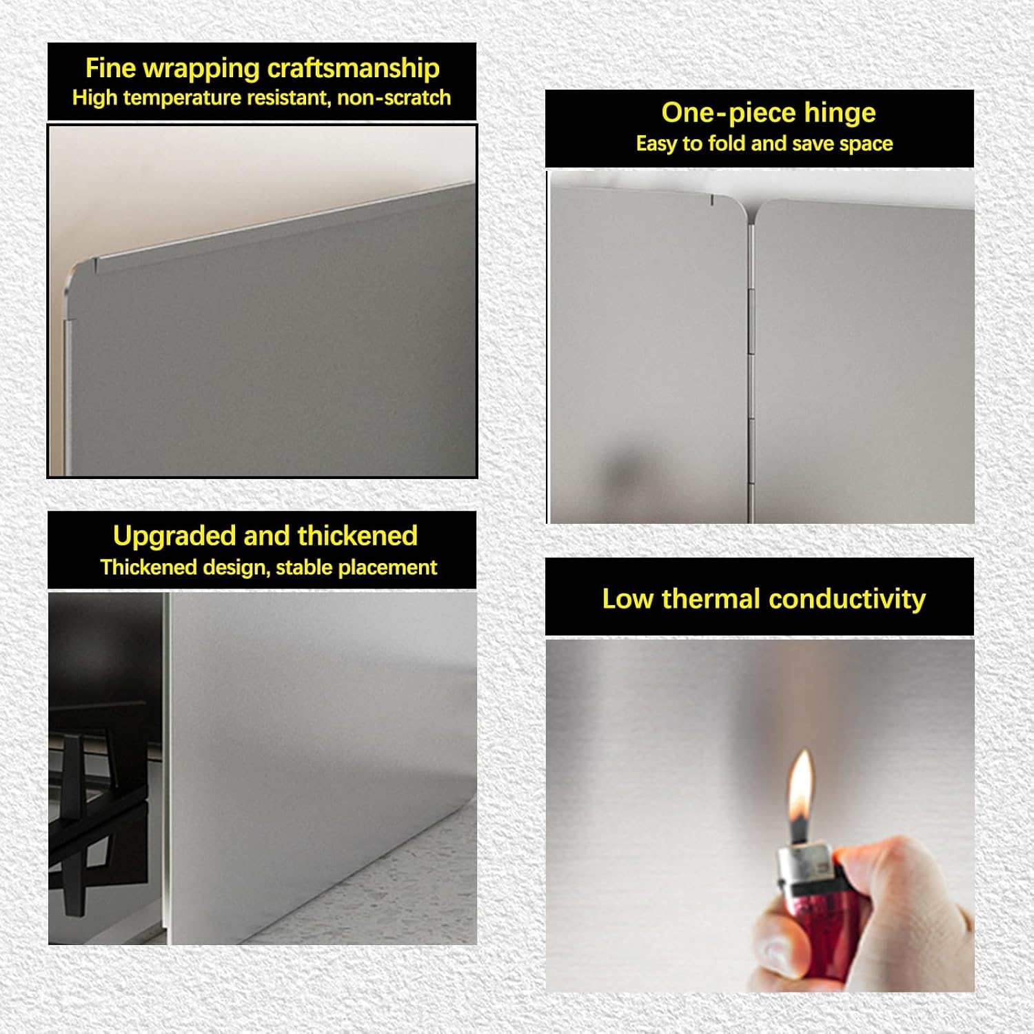 cooking stove oil splash guard, Stove Foldable Stainless Steel 4 Sided Splatter Guard Silver Multiple Sizes(50x45x90cm)
