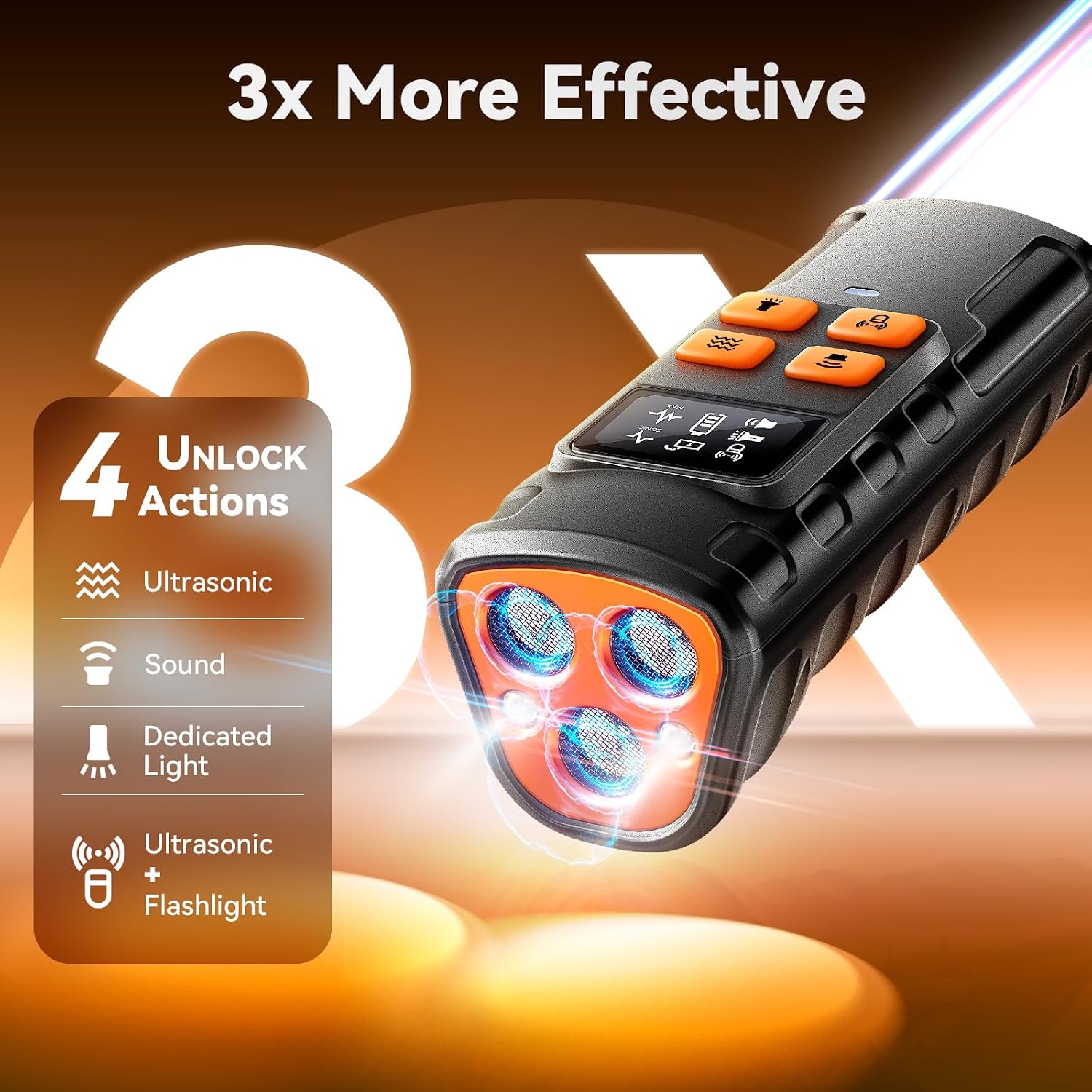 Dog Bark Deterrent Devices【Upgraded Smart Display】 | 3X Ultrasonic Pet Gentle Anti Barking Device. Stop Neighbors Dogs from Barking, Indoor Outdoor Bark Control for Dog Training