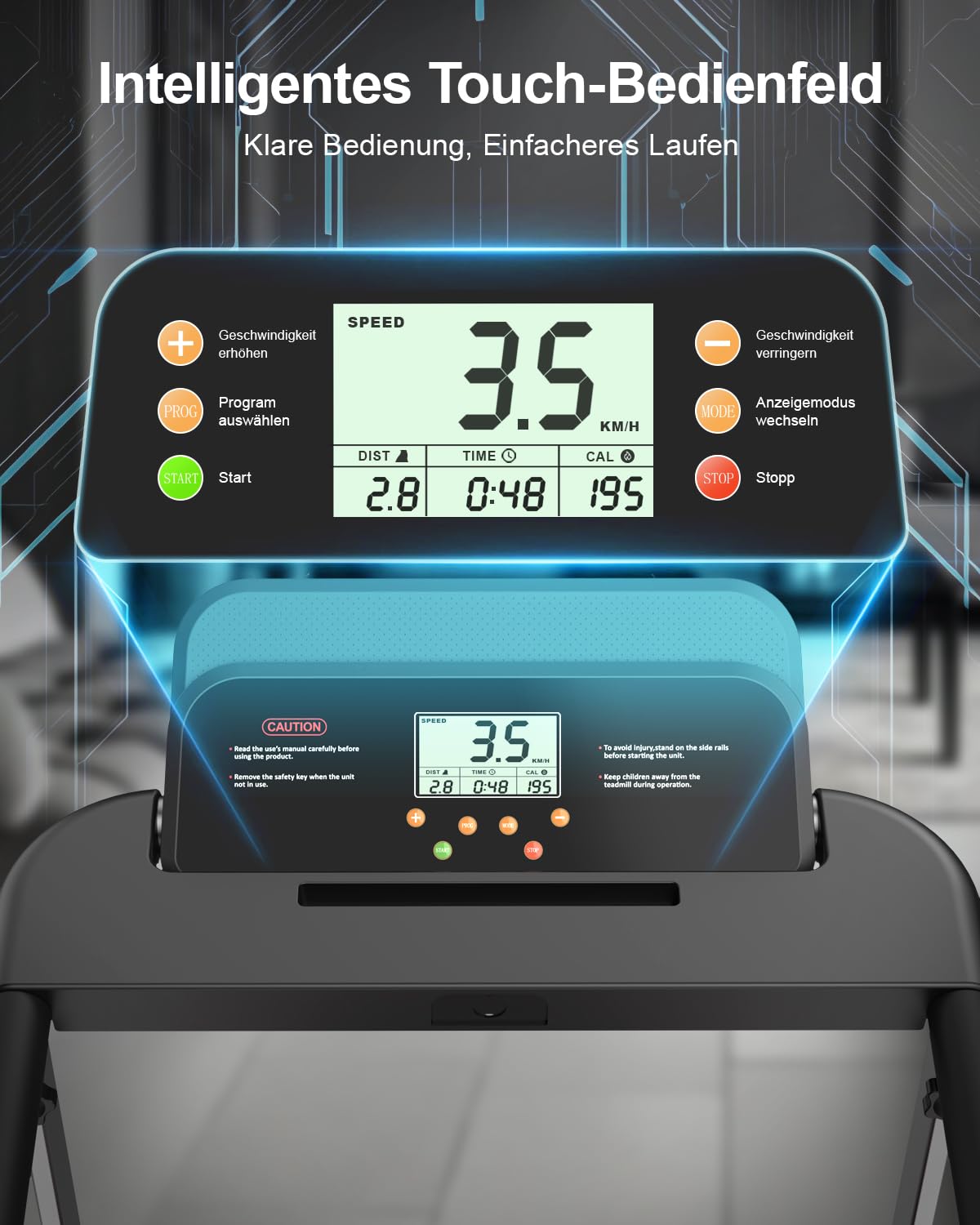 Laufband für Zuhause, Elektrisches Laufbänder mit Griff, Klappbares bis 10Km/H, Treadmill Walking Pad for Home, Leise Klein Büro Klappbar Kompakte, Anzeige 12 Voreingestellte Programme