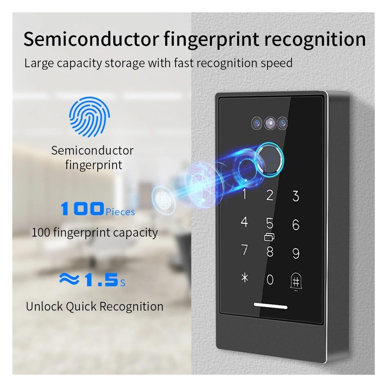 Kontroler inteligentnego zamka z rozpoznawaniem twarzy, klawiatura kontroli dostępu, biometryczny czytnik linii papilarnych, koncentrator Wi-Fi, Europejski standard dopasowania(H3D Bluetooth)