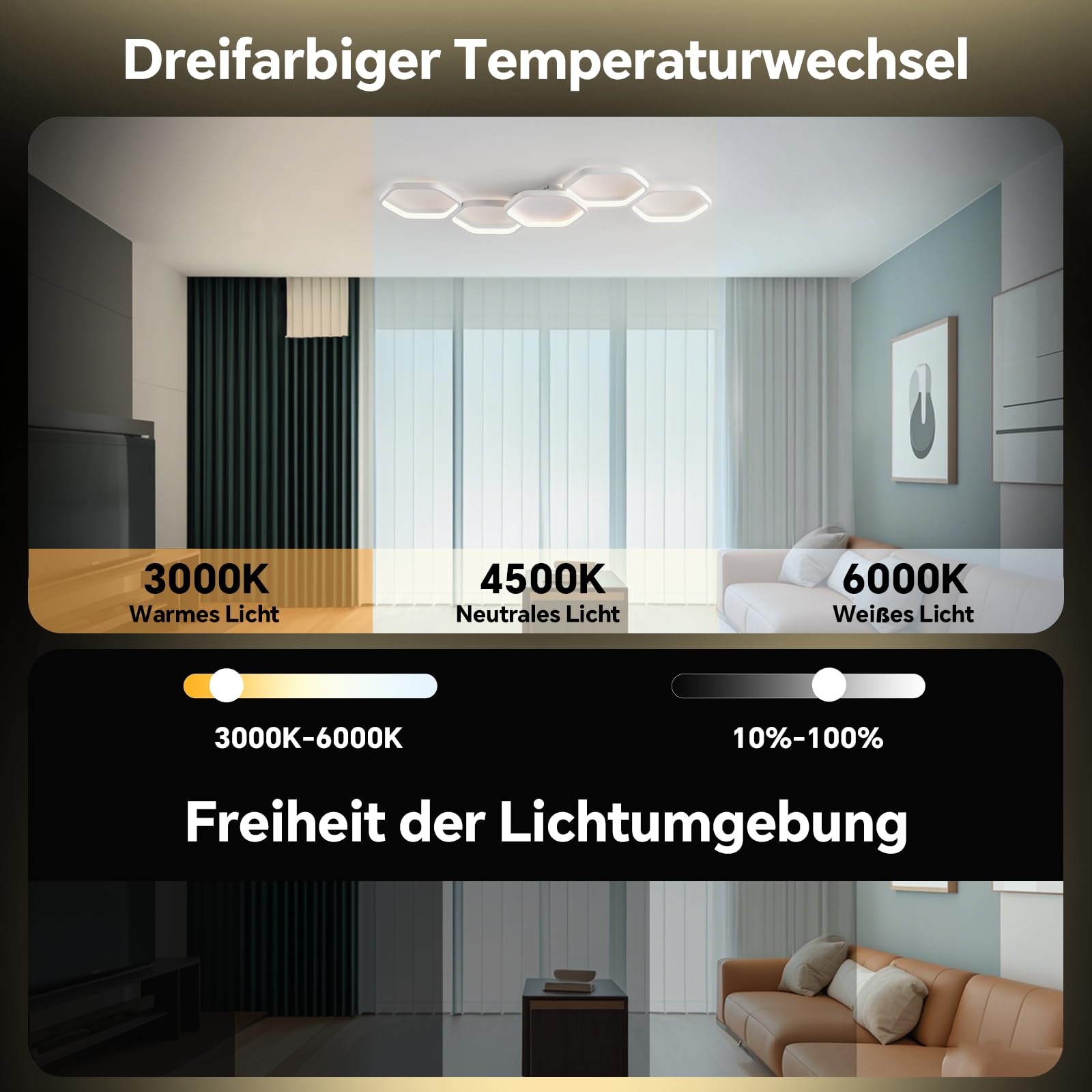 Yuanfenghua Plafoniera a LED, lampada da soffitto dimmerabile con telecomando cambio colore, lampada da soggiorno camera da letto illuminazione moderna a soffitto lampadario, 90cm