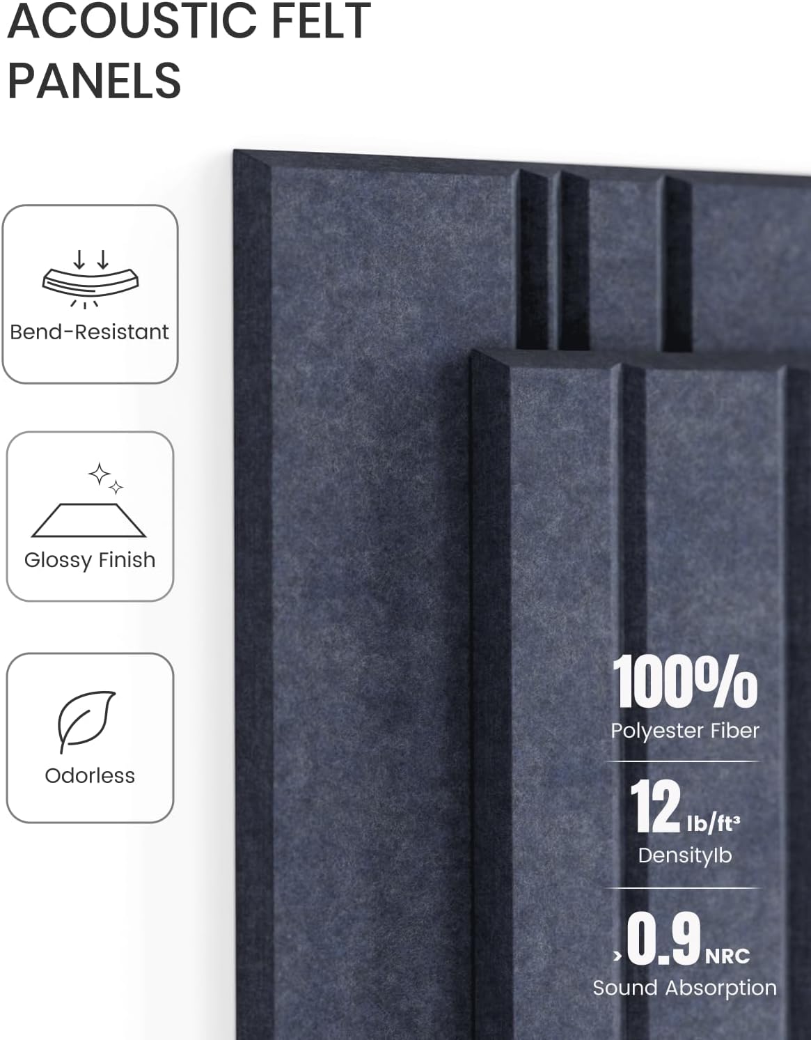 Fluxynara Cork Board Alternative: Large 48" x 36" Felt Bulletin Board Wall Panels with 70 Safe Removable Adhesive Tabs - 12 Pack for Home, Office & Classroom Vision Board - Denim Blue