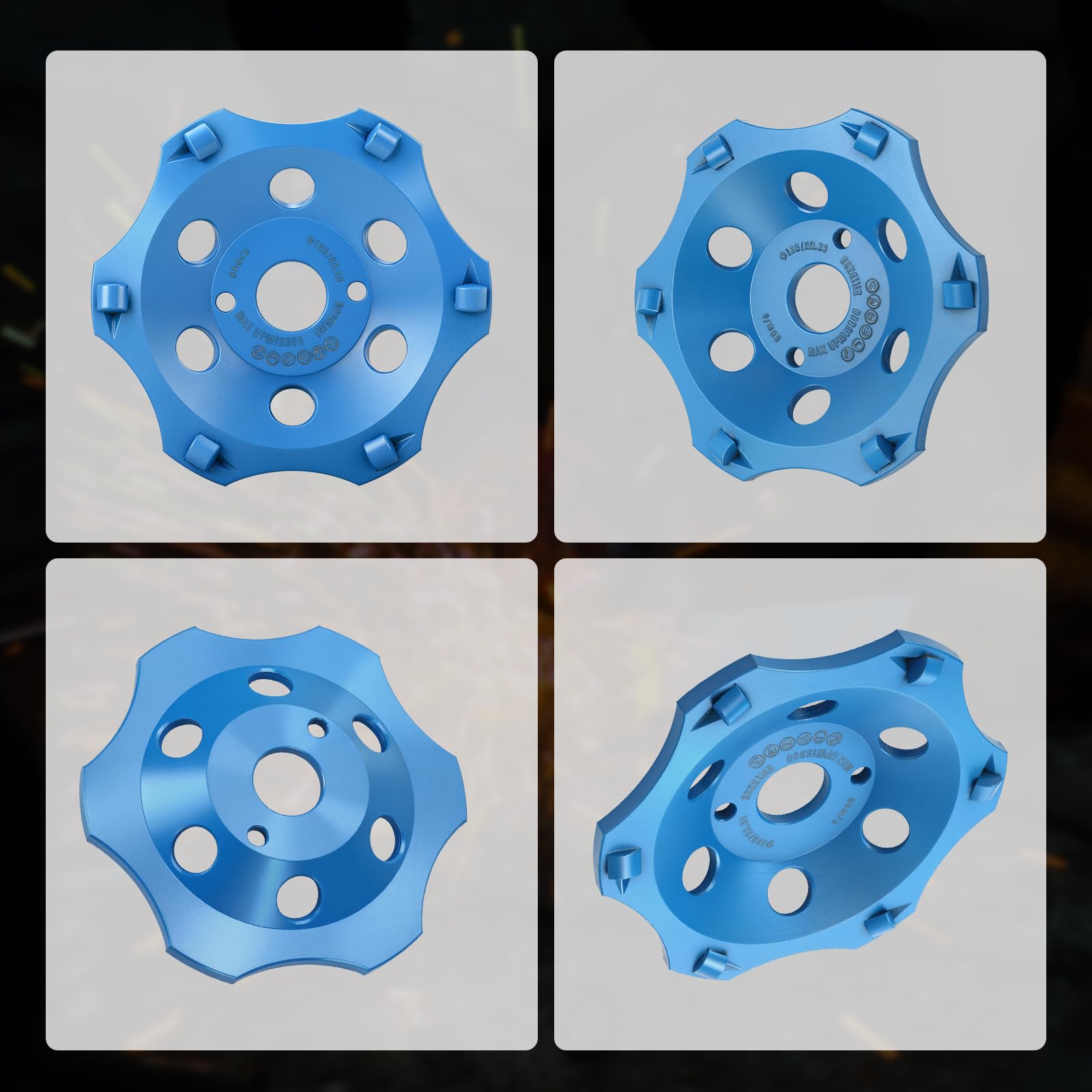 PKD PCD Diamond Schleiftopf 125 mm x 22,23 mm, Hochleistungs-Schleiftopf für Winkelschleifer, Schleifscheibe Schleifteller für Beton, Leich & robuste Beschichtungen (6 segmentos)