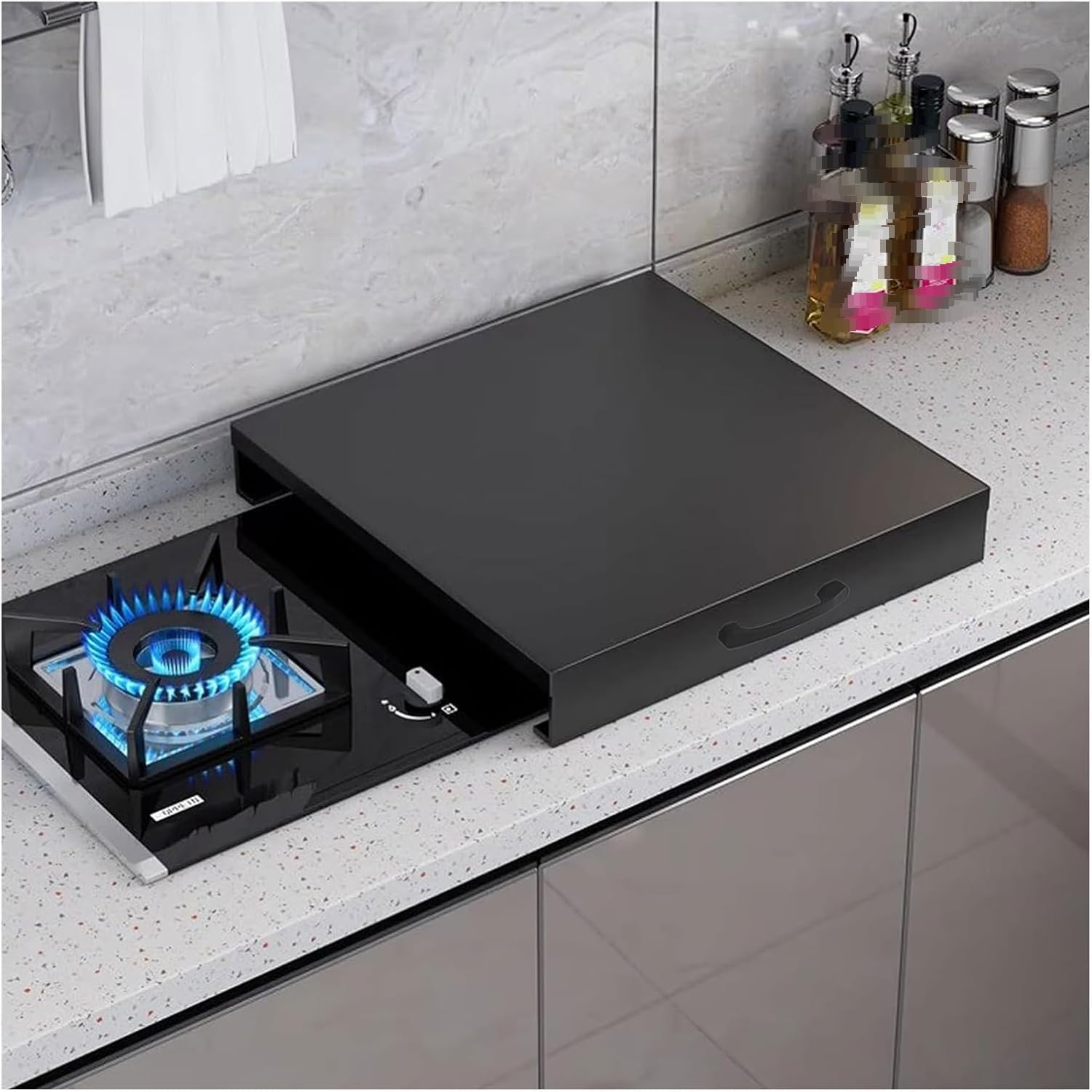 5 Cubiertas de Estufa de Gas de Quemador - Solución Conveniente sin instalación para Estufas de cerámica de Cocina (35x48x7cm) - Mejore el Espacio de Trabajo y proteja Sus electrodomésticos