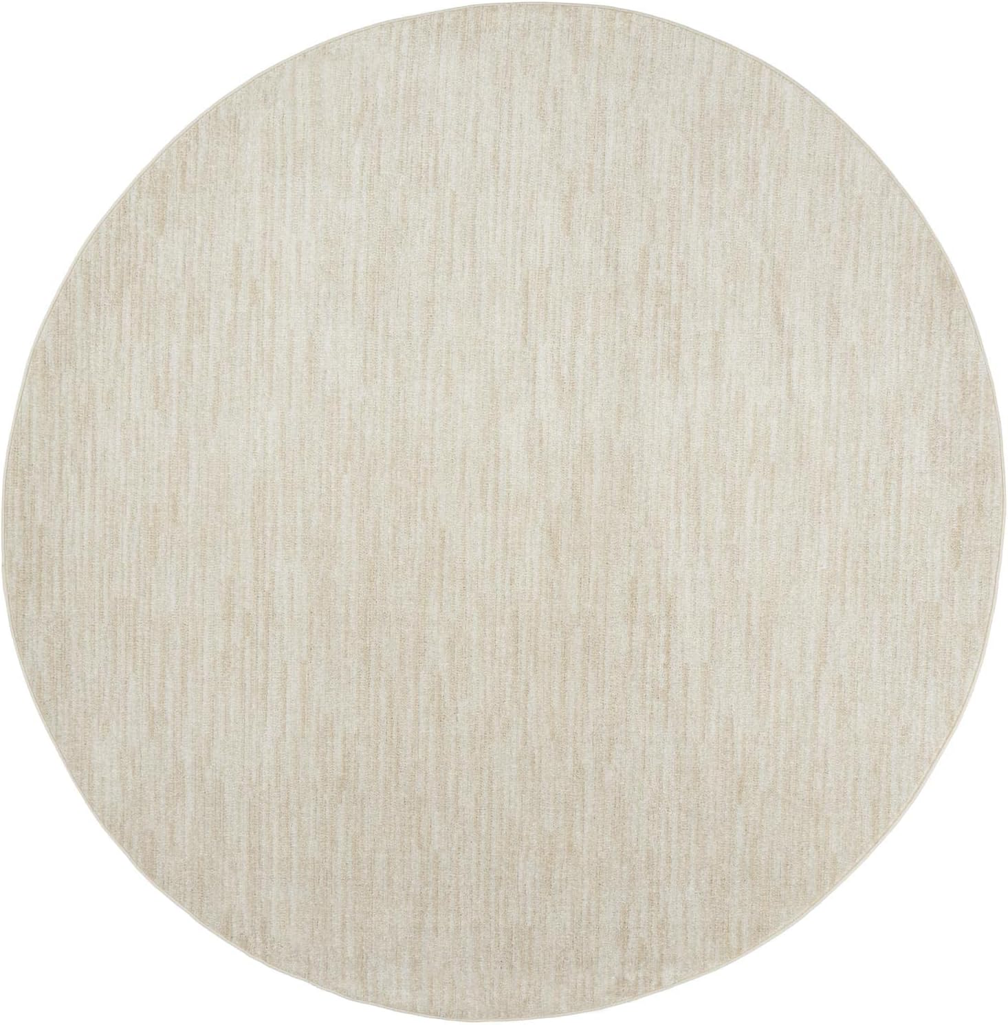 Nourison Essentials Indoor/Outdoor Area Rug 8', Ivory Beige, Round, 0.25" Thick
