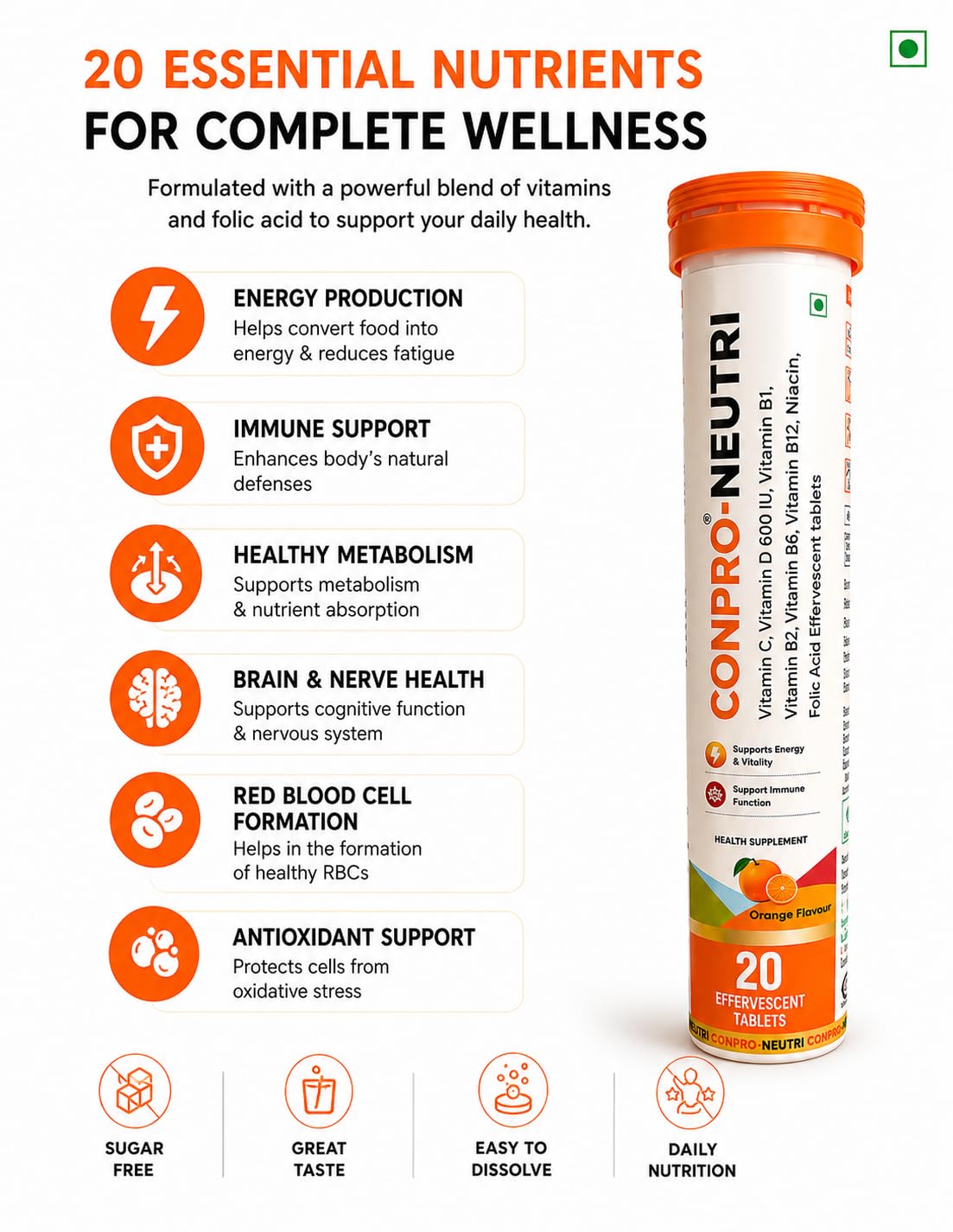 Neutri Multivitamin Effervescent Tablets, Orange Flavour, 20 — Amazon image 5
