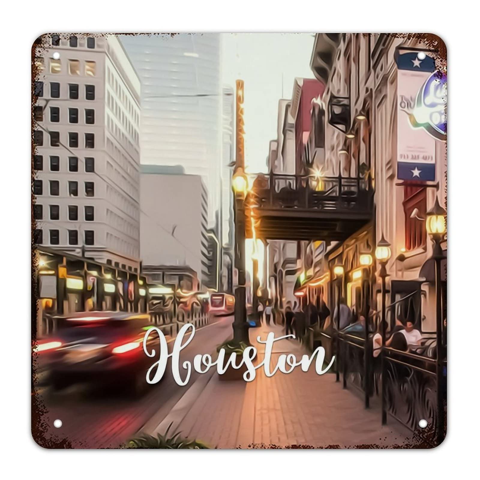 Plaque rétro en aluminium au style rustique vintage du Texas USA