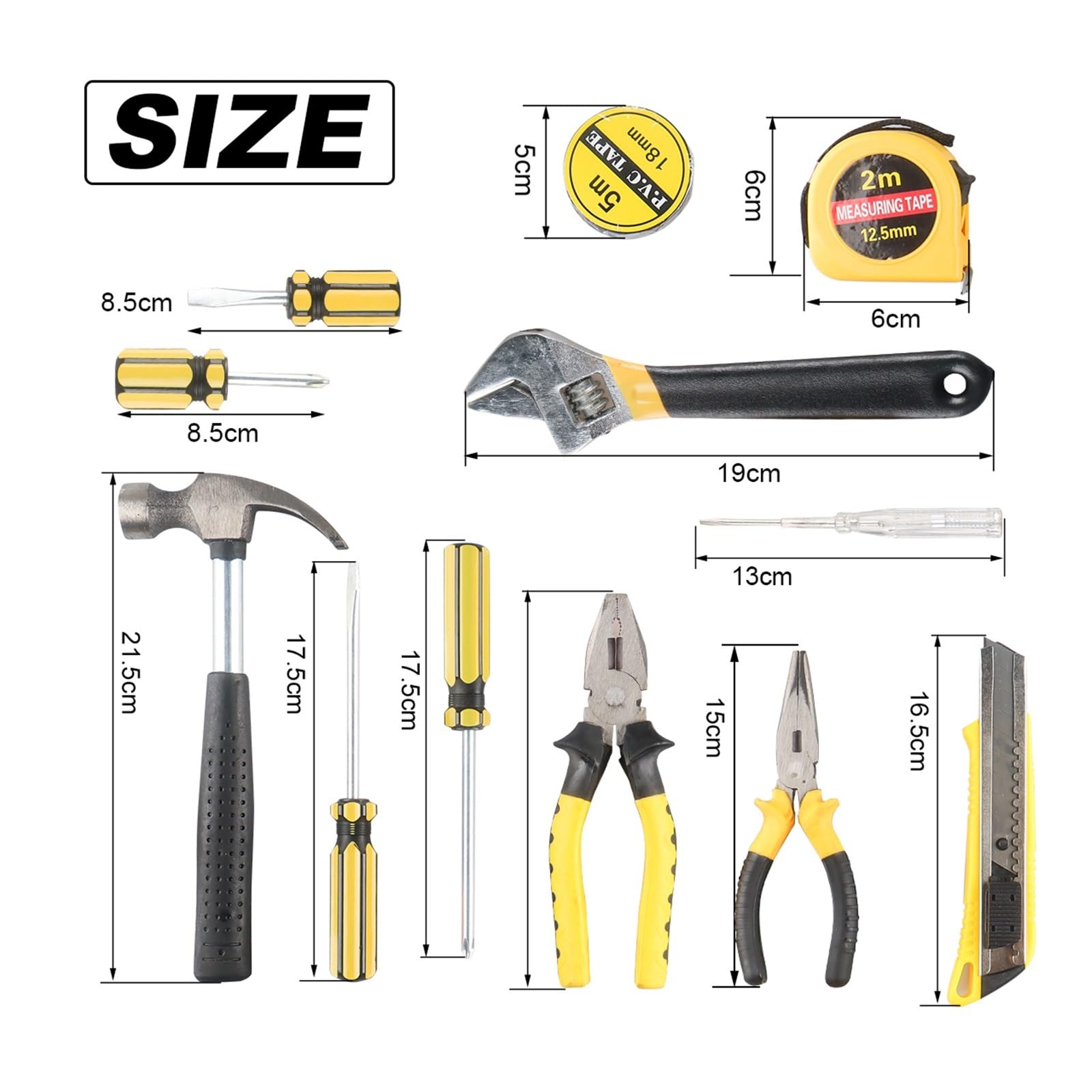 Kit di utensili manuali for la casa multi-dimensione con forbici for cacciavite a martello