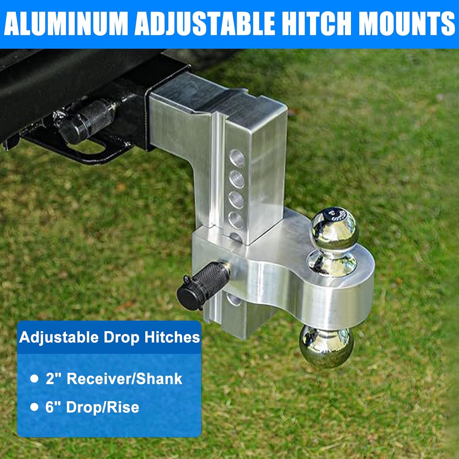 Adjustable Trailer Hitch,Towing Ball Mount,Drop Hitch,Fits 2-Inch Receiver,Range 12,000-18,000 LBS GTW-Tow Hitch for Heavy Duty Truck