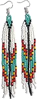Handmade Bohemian Seed Bead Dangle Earrings - Native American Style Glass Beads, Lightweight Drop Earrings for Women by BuyBeaded