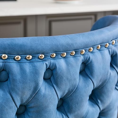 Miniatura 7 de Swivel Bar Stools with Adjustable Seat Height, Modern PU Upholstered Dining Chairs with Tufted Back, Complete Table & Chair Sets for Home Pub Blue