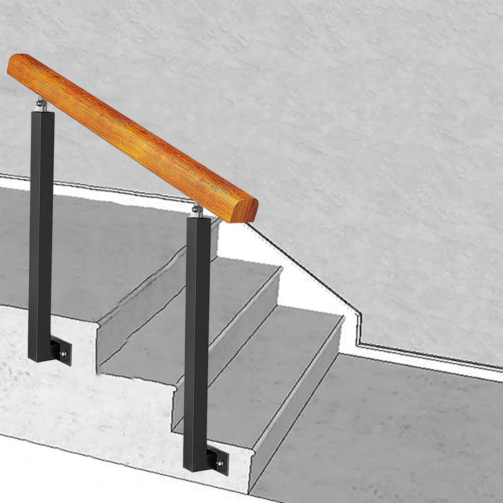 Hand Railing Turn Hand Railings For Outside Wooden Steps Designs 2 Crossbars Silver