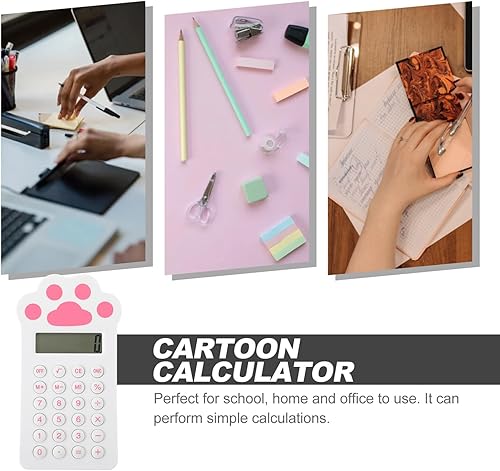 Miniatura 8 de NUOBESTY Calculadora solar Calculadora de pata de gato, pantalla LCD, calculadora electrónica, calculadora de escritorio para oficina, papelería,