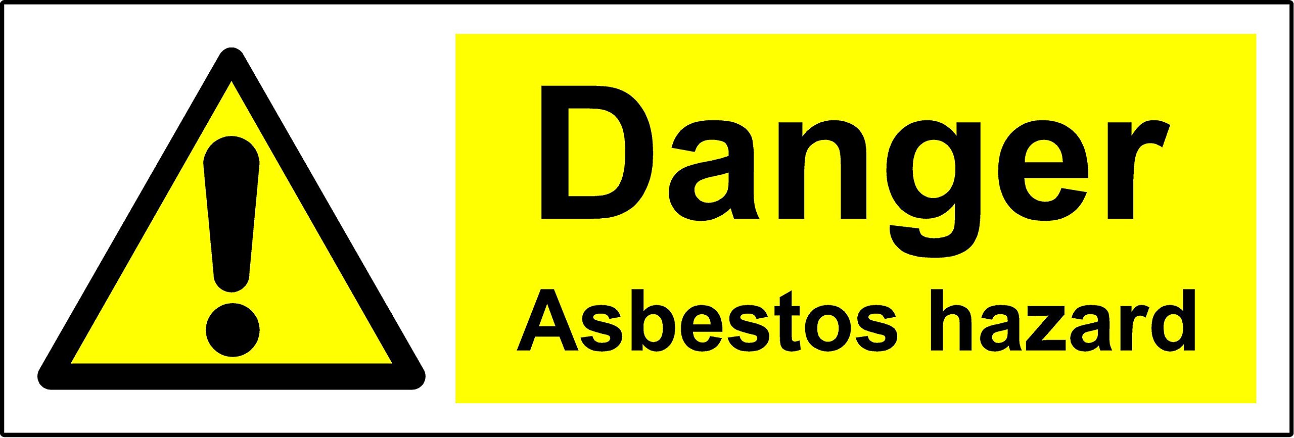 Danger asbestos hazard Safety sign - 1.2mm Rigid plastic 300mm x 100mm