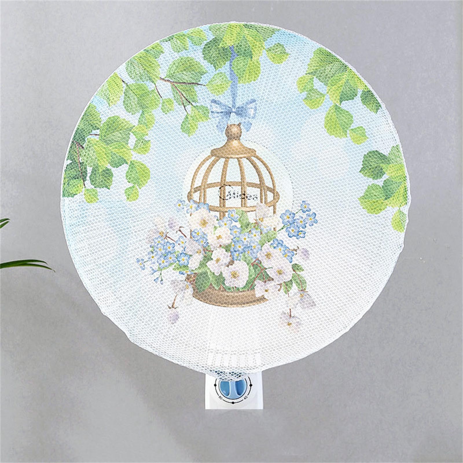 Treer 2 Pieces Fan Safety Protection Cover, Anti-Pinch Hand Electric Fan Dust Cover, Kid Baby Finger Protector, Round Protector Fan Mesh Nets Covers Dustproof Net Mesh (45-50cm,Green Tree)