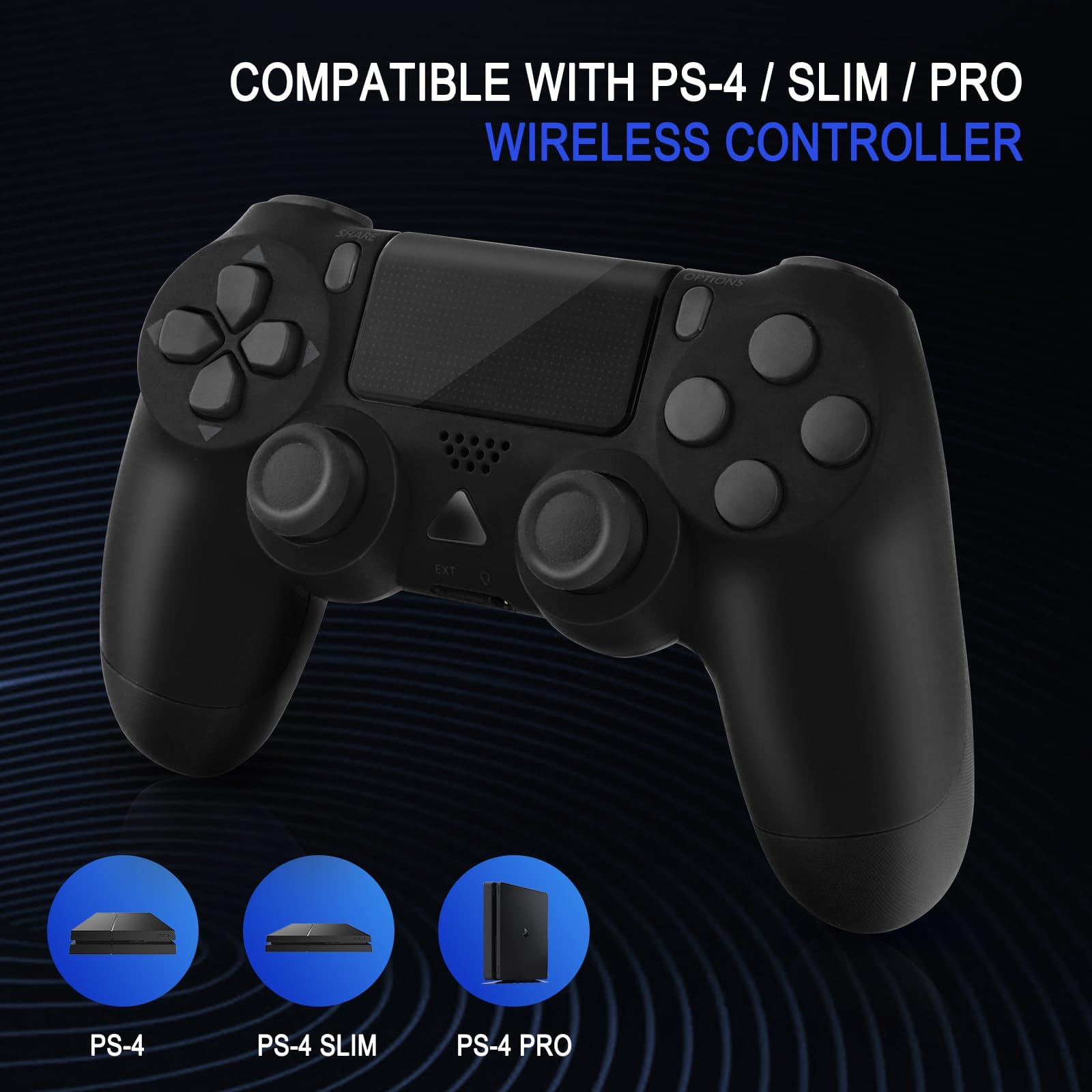 Turquvix Wireless Controller for PS-4, with Audio Jack, Vibration