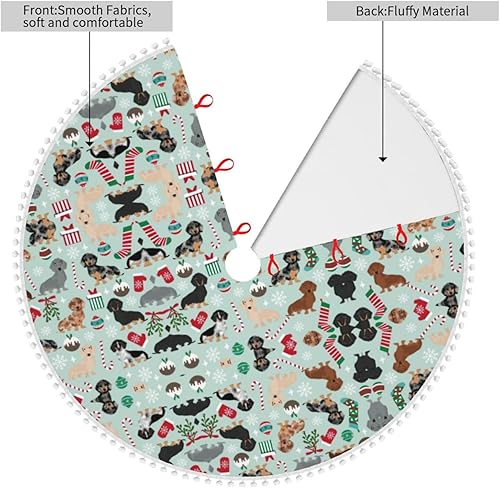 Miniatura 4 de Christmas Tree Skirt and Protects Your Floors from Needles and Sap - Perfect for Christmas New Year Celebrations! Dog Flora