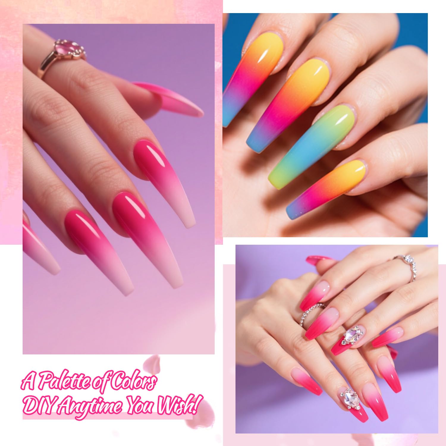 Esmalte de uñas de gel Ombre, 24 colores, adecuado para tonos de esmalte de uñas, fácil de colorear, efecto duradero, puede realizar el arte de uñas DIY en casa (24OG-2)