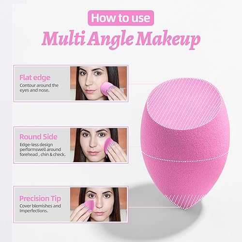 Vista 24 de BS-MALL - Juego de esponjas de maquillaje, 7 esponjas para líquido, crema y polvo, multicolor con 1 mini esponja de maquillaje rosa (D-amarillo)