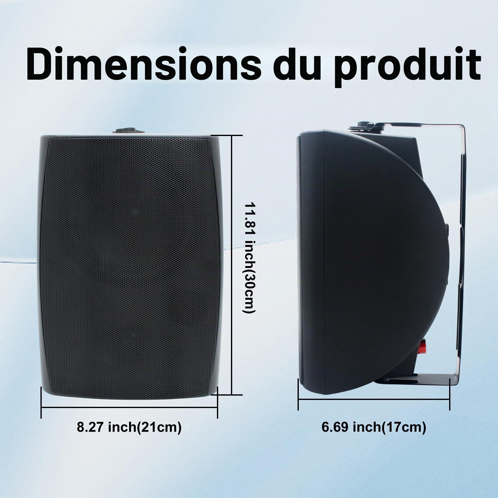 Herdio 6,5 Pouces 800 W Haut-parleurs Bluetooth d'extérieur, filaires étanches avec amplificateur Multifonctionnel, Haut-parleurs muraux pour terrasse, Piscine, Jardin (Noir)