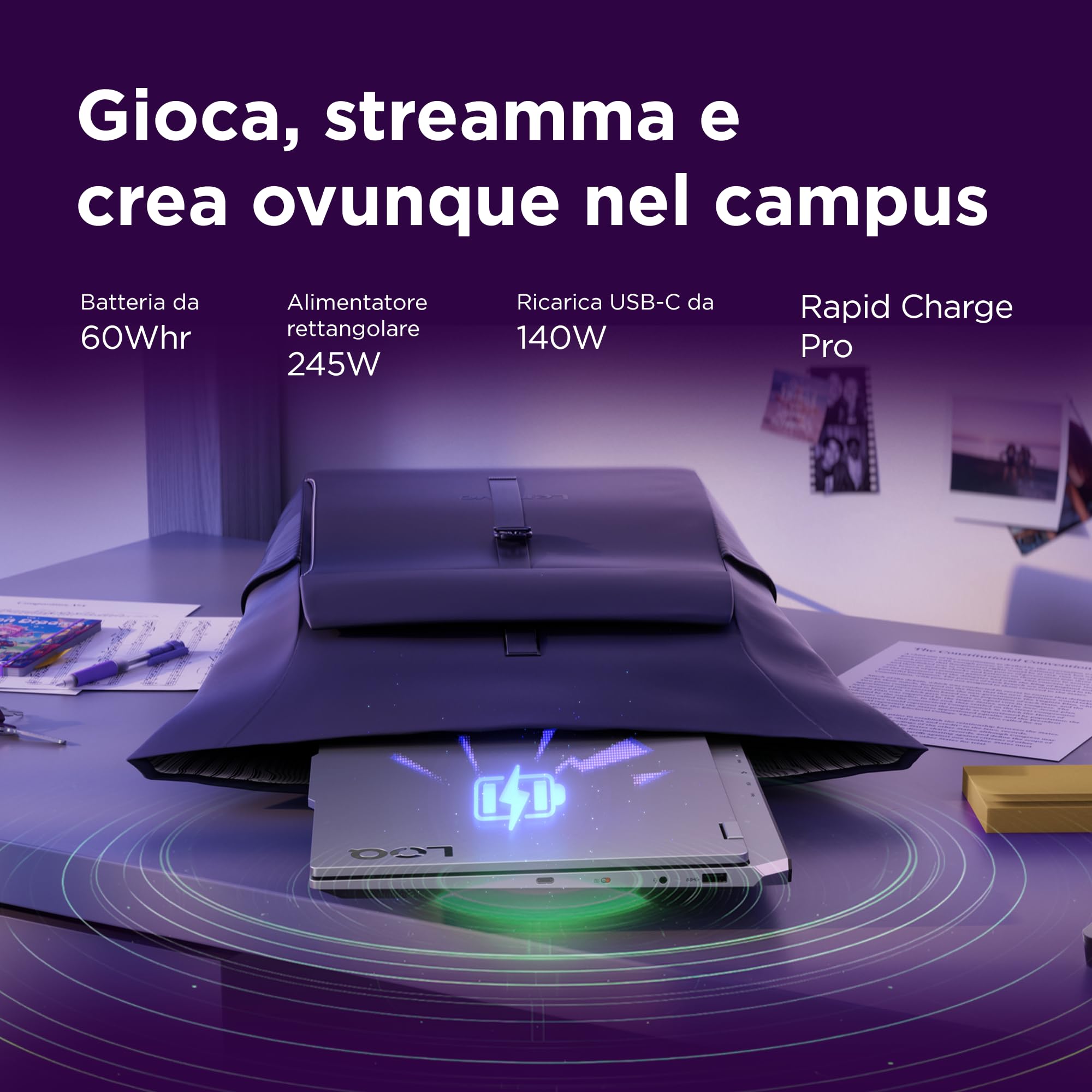 Lenovo LOQ 15" Notebook Gaming, NVIDIA GeForce RTX 5070 8GB GDDR7, Intel Core i7-13650HX, RAM 32GB, 1TB SSD, Schermo 15.6" FHD (1920x1080) 144Hz, Windows 11 Home, Tastiera Retroilluminata - Luna Grey