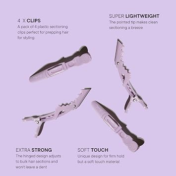 Mermade Hair Grip Clips - Alligator Hair Clips for Styling & Sectioning, Professional Salon Quality - Lilac (Pack of 4)