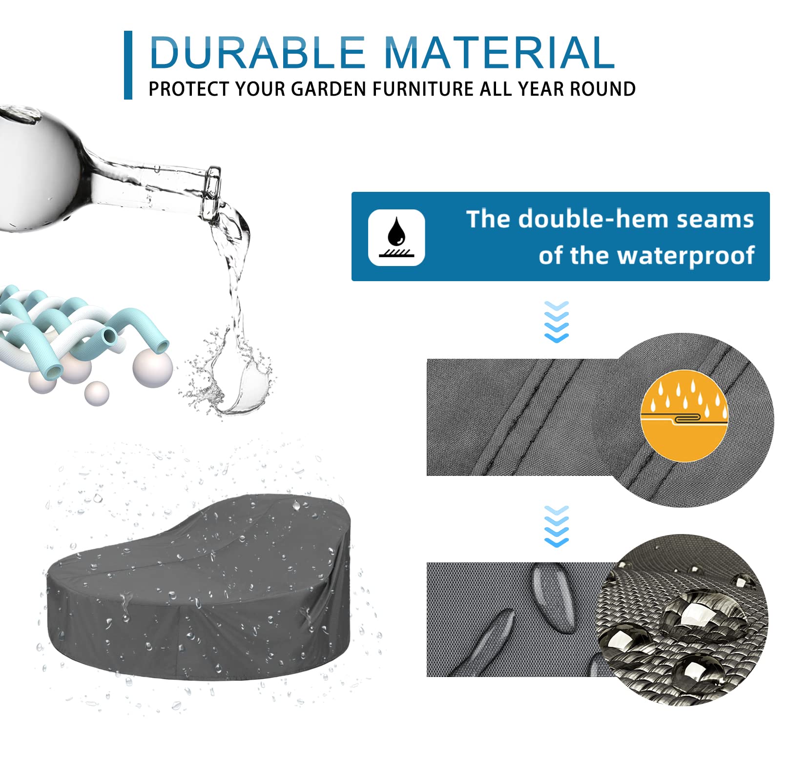 Copertura Impermeabile Per Letto Da Giardino Rotondo - Tessuto Oxford 210D Anti-UV - Foto 9