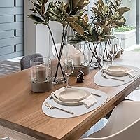 Vista 173 de Faux Leather Placemats and Coasters Set of 2, Round Leather for Dinner Table Mats Heat Resistant Non-Slip Washable Insulation Coffee Mats Kitchen