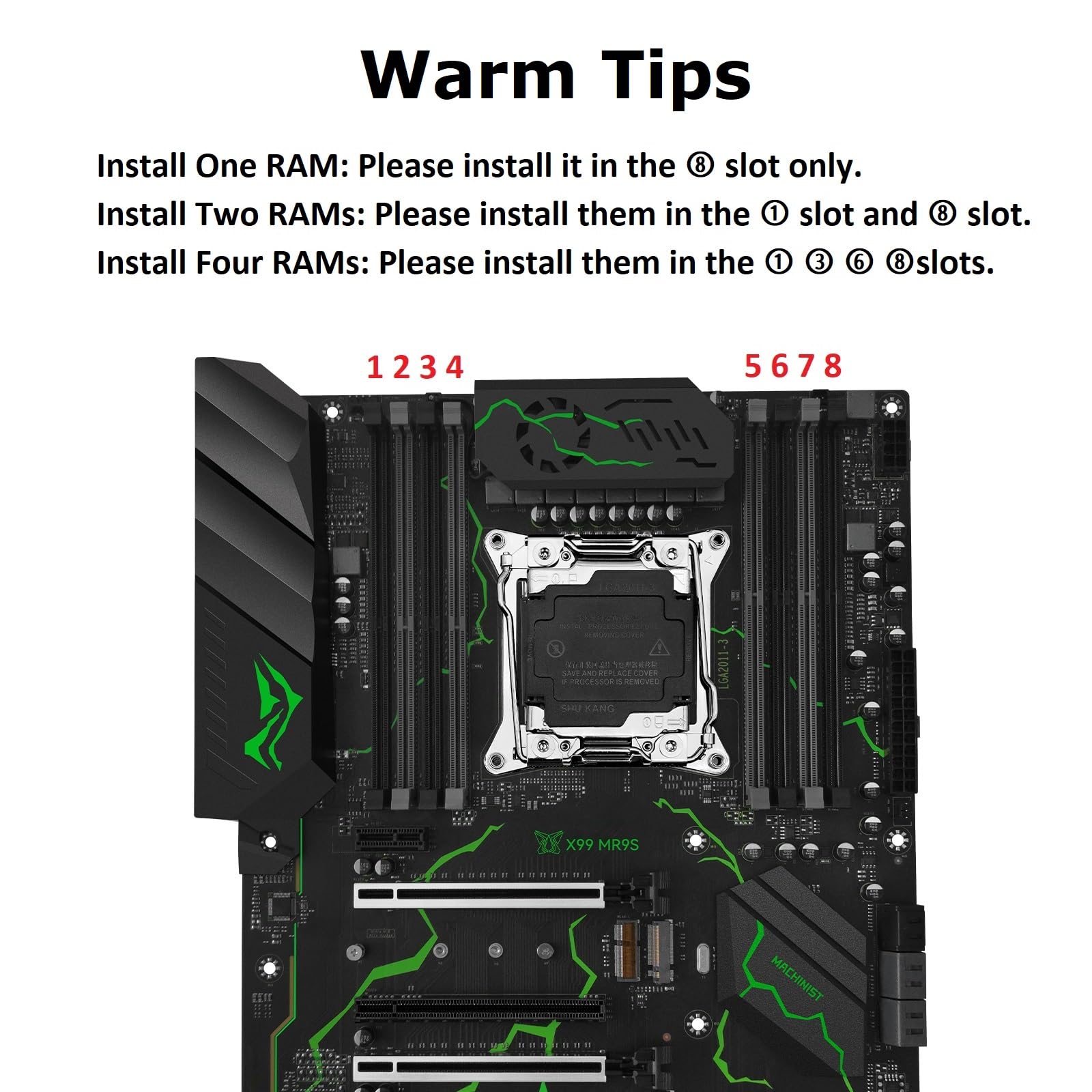MACHINIST LGA 2011-3 Motherboard, Intel X99 (Intel 5th/6th Gen) Server Motherboard (ATX, PCIe 3.0, DDR4, NVME/SATA M.2, One-Key Boot/Restart, SATA 6Gb/s) for Xeon E5 V3/V4, Core i7 Series MR9S