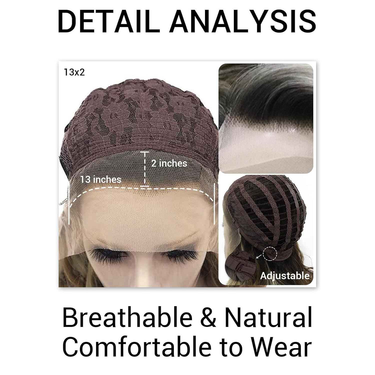 Synthetic Lace Front Wigs: Brown Highlight Ash Blonde 13*2 Inches Lace Front Wig, Short Bob Curly Wigs Synthetic Hair 16 Inches Wig Free Part with Natural Hairline Shoulder Length (Blonde Brown) - Image 5