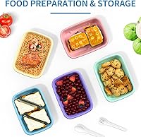 Vista 2 de Lonchera Bento, paquete de 10 loncheras para adultos, contenedor de preparación de comidas, recipientes de aperitivos, lonchera de 4 compartimentos