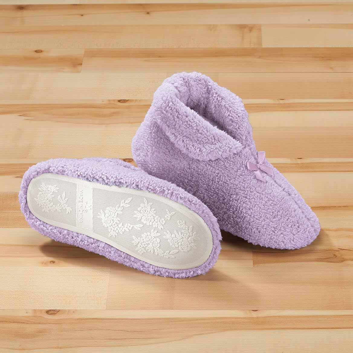 WalterDrake Womens Chenille Slippers, Foam Cushioned Footbed, Non Slip Sole, Womens Fashion - Size Medium, Lavender - Image 3