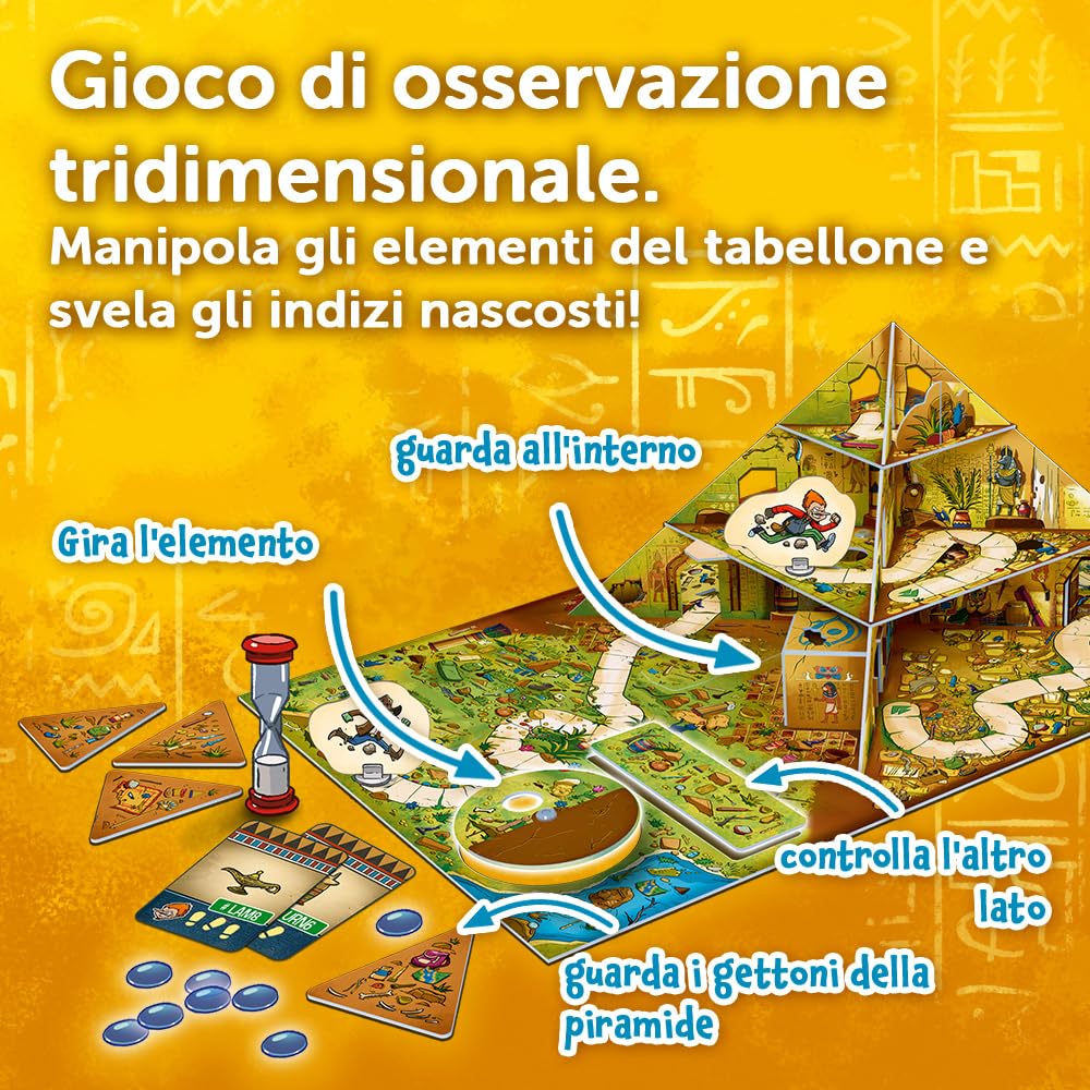 Trefl - Spy Guy Piramide - Gioco Collaborativo di Osservazione, Tabellone 3D con Parti Mobili, Gioco da tavolo per famiglie Adulti e bambini a partire da 6 anni