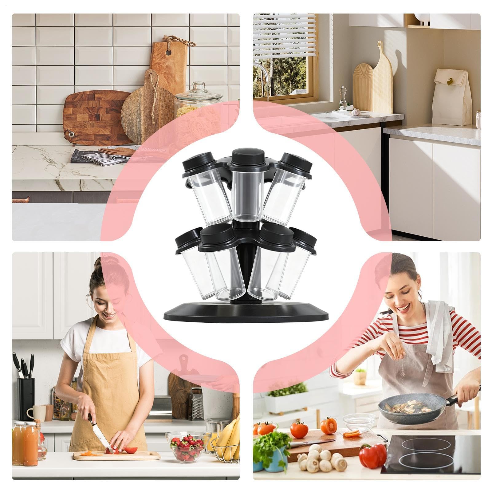 Drehendes Gewürzregal 12-Glas Gewürz Aufbewahrungsregal