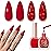 AZUREBEAUTY Red Nail Polish No Gel Quick Dry Gold Foil Glitter 2 Colors Nail Lacquer Natural Fingernail Kit DIY Salon Home Women Gifts 0.34oz