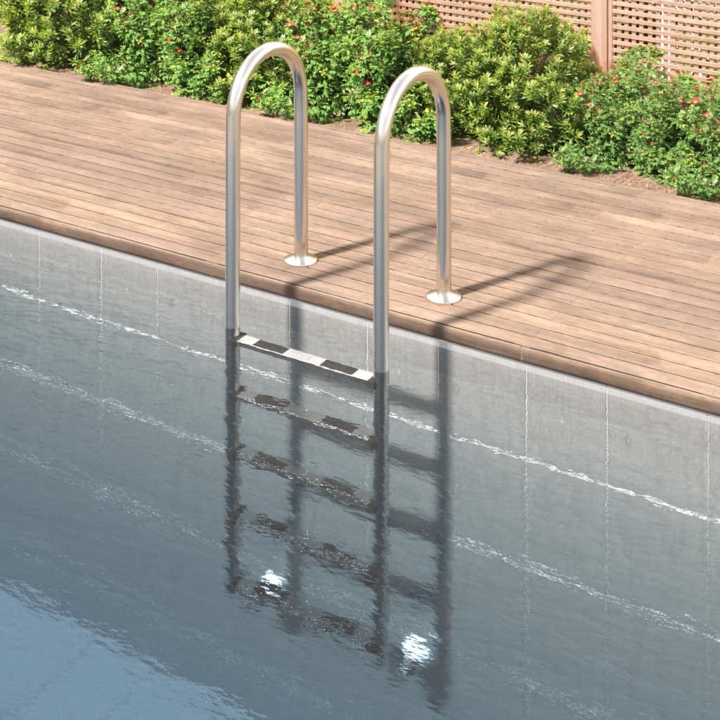 vidaXL Escalera de piscina con 5 peldaños antideslizantes para interiores y exteriores, fácil montaje, 54 x 38 x 211 cm, acero inoxidable 304