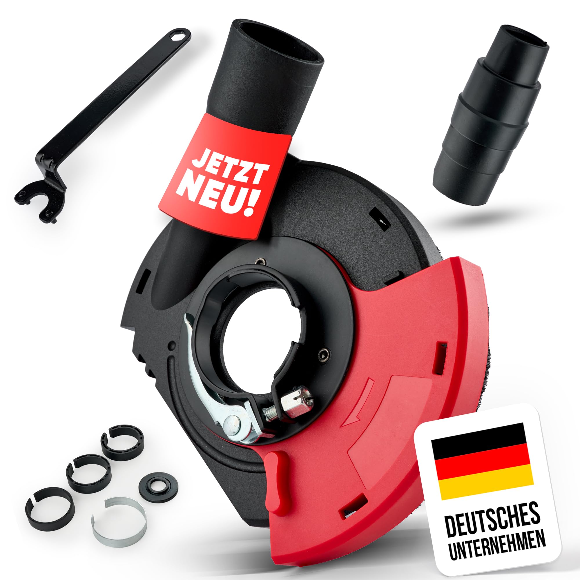 ChilliCut Absaughaube 125mm für Winkelschleifer | Staubabsaugung beim Betonschleifen mit Diamant Schleiftopf | Schleifhaube mit Bürstenkranz für Bodenschleifer & Sanierungsfräse